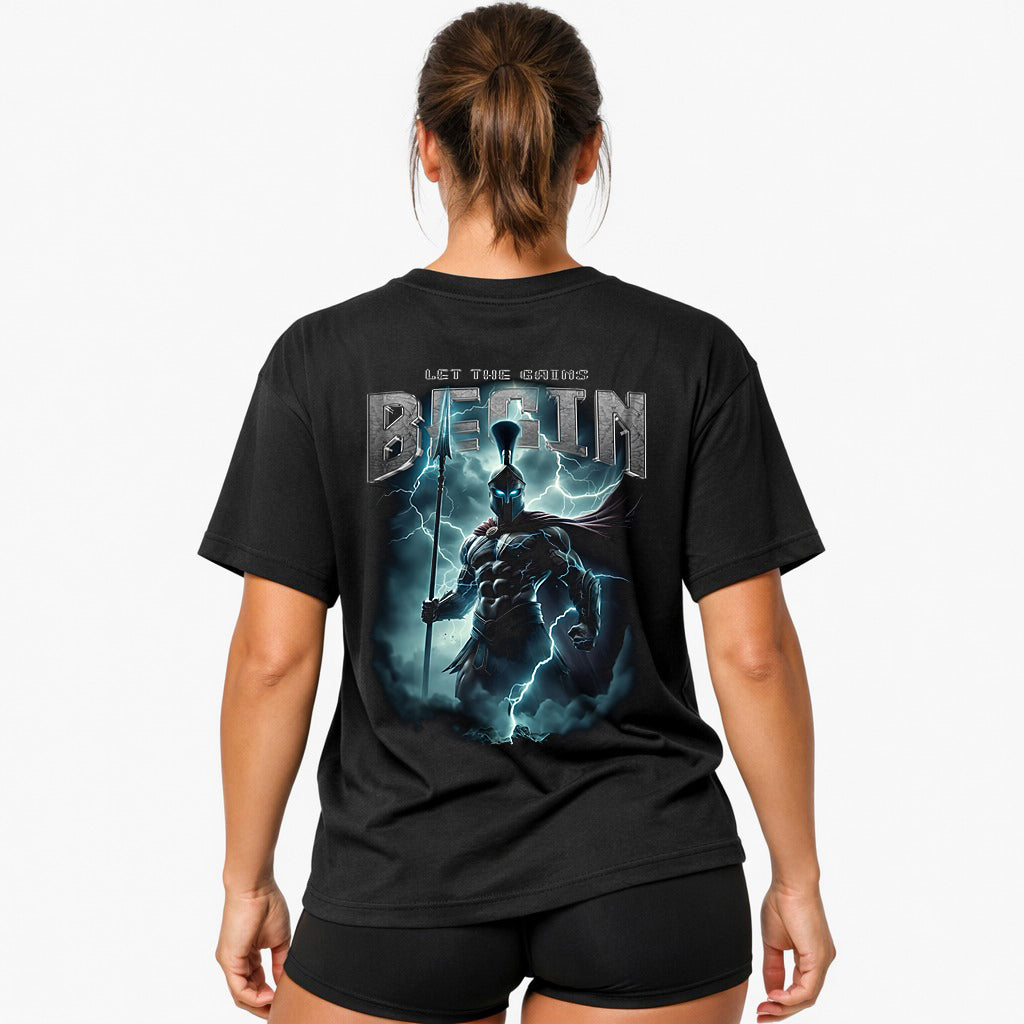 Let the gains begin Oversized (Backprint) Shirt