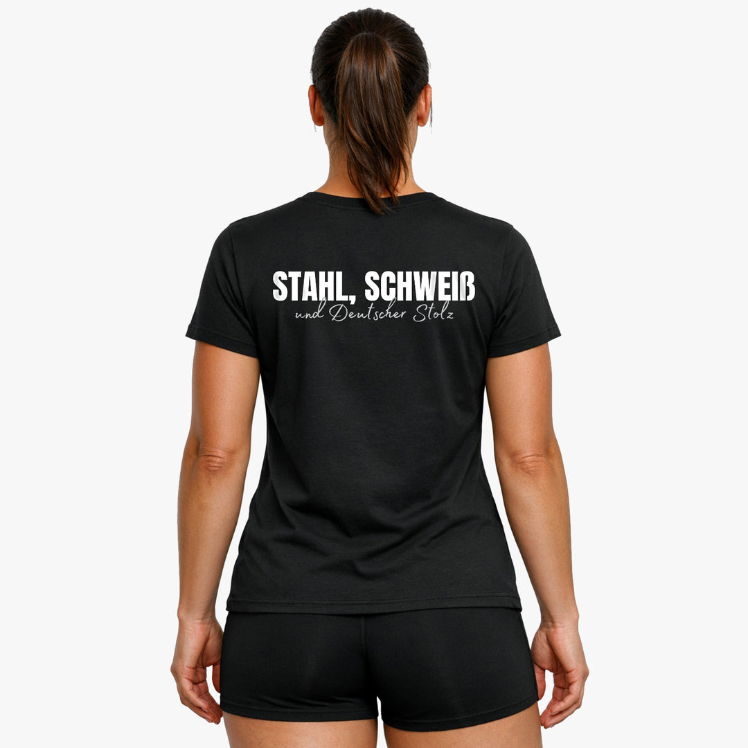 Stahl Schweiß (Backprint) T-Shirt