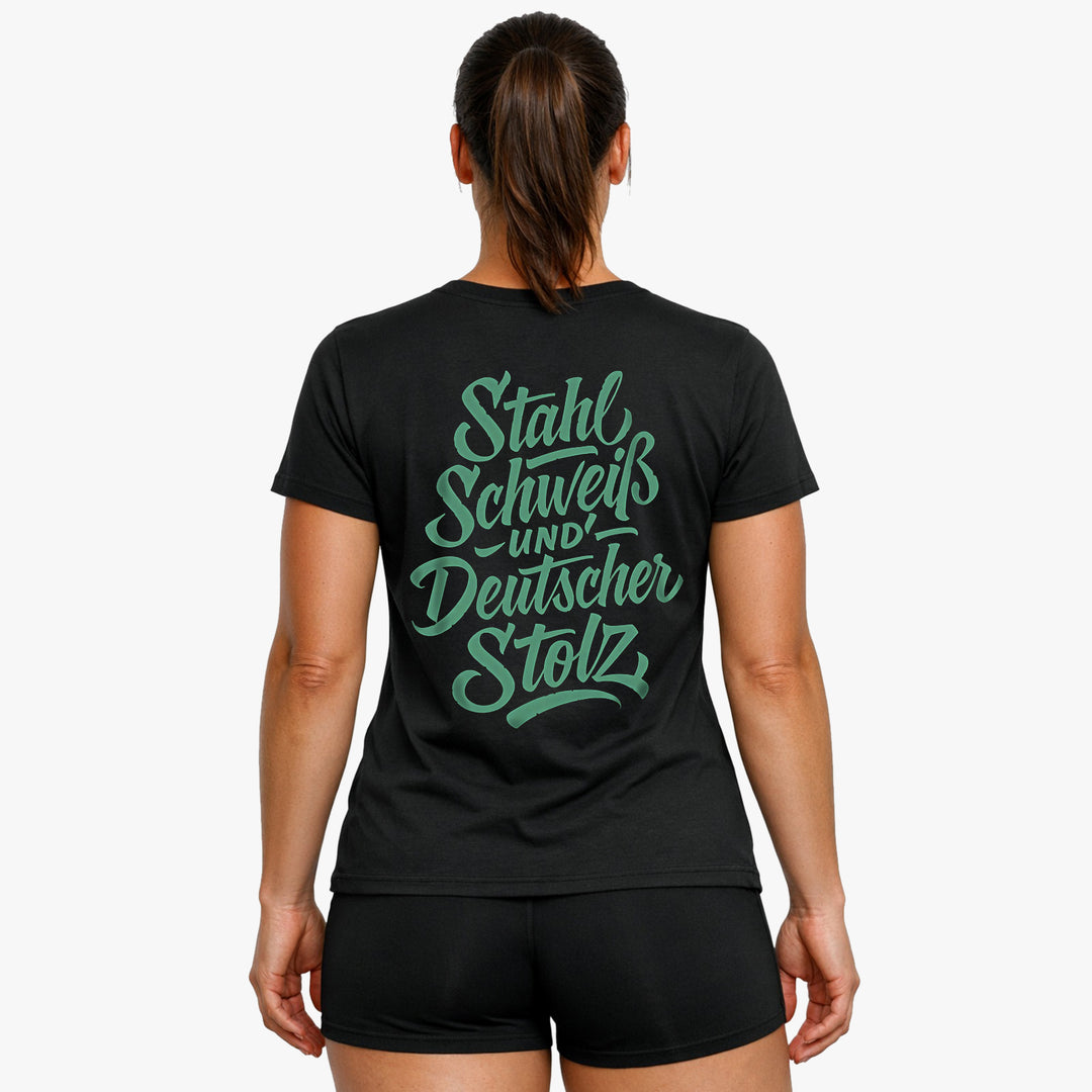 Stahl Schweiß (Backprint) T-Shirt