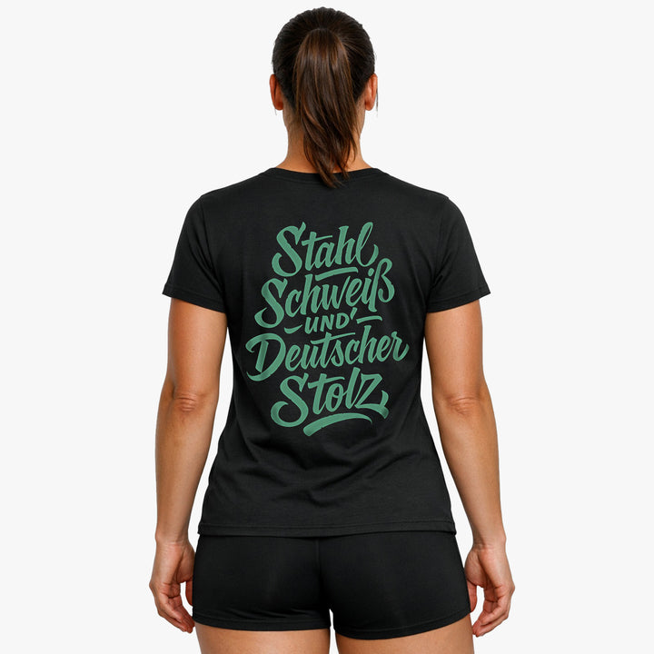 Stahl Schweiß (Backprint) T-Shirt