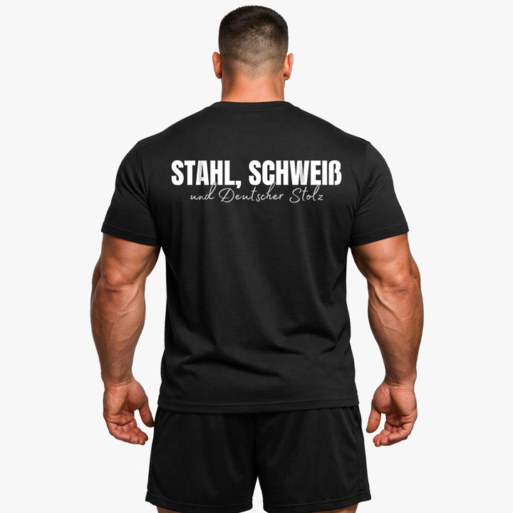 Stahl Schweiß (Backprint) T-Shirt