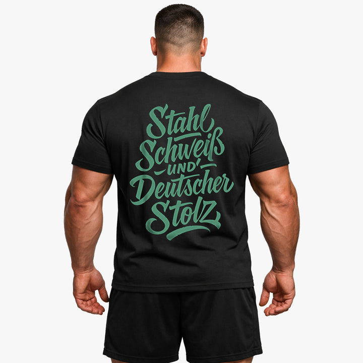 Stahl Schweiß (Backprint) T-Shirt