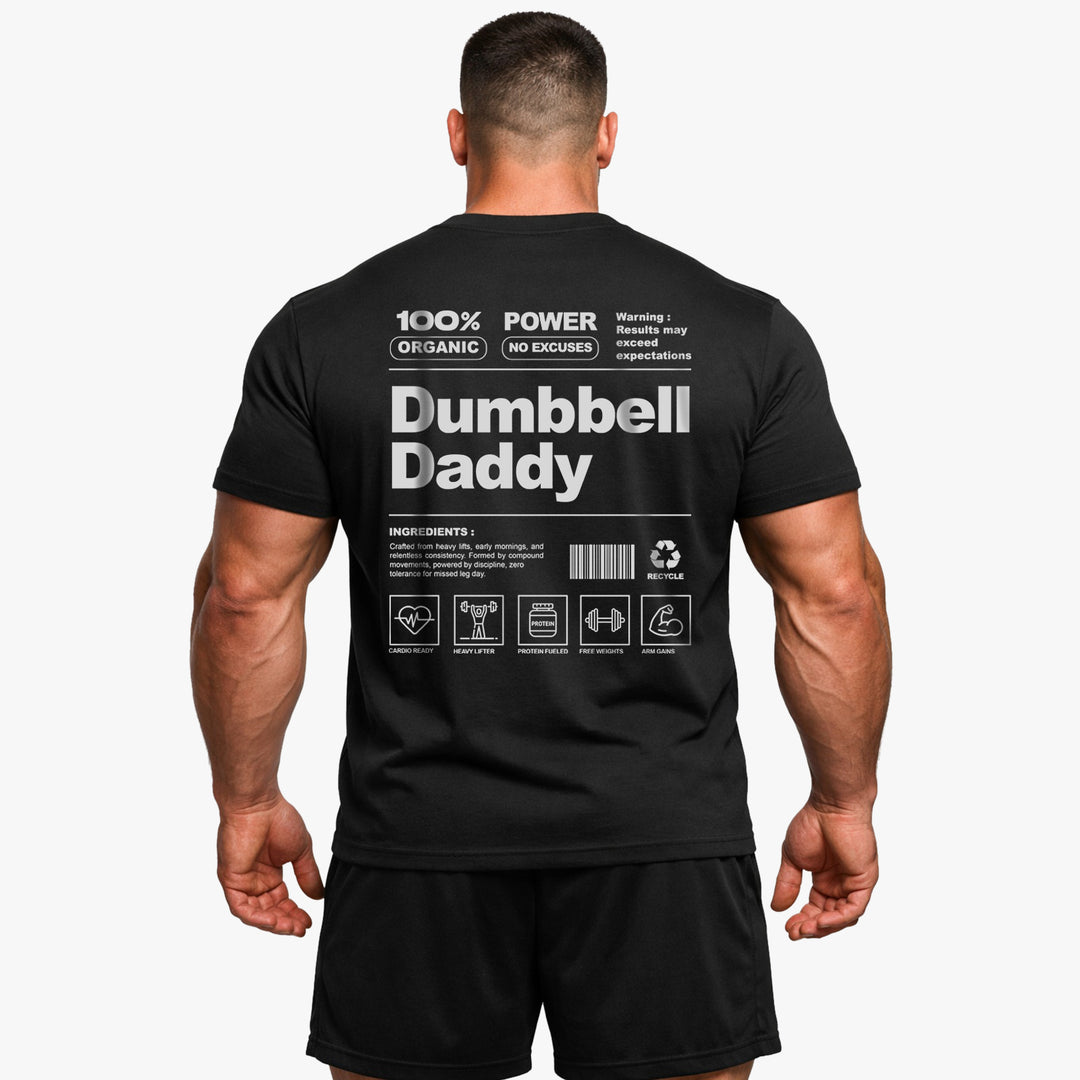 Dumbbell Daddy (Backprint) T-Shirt
